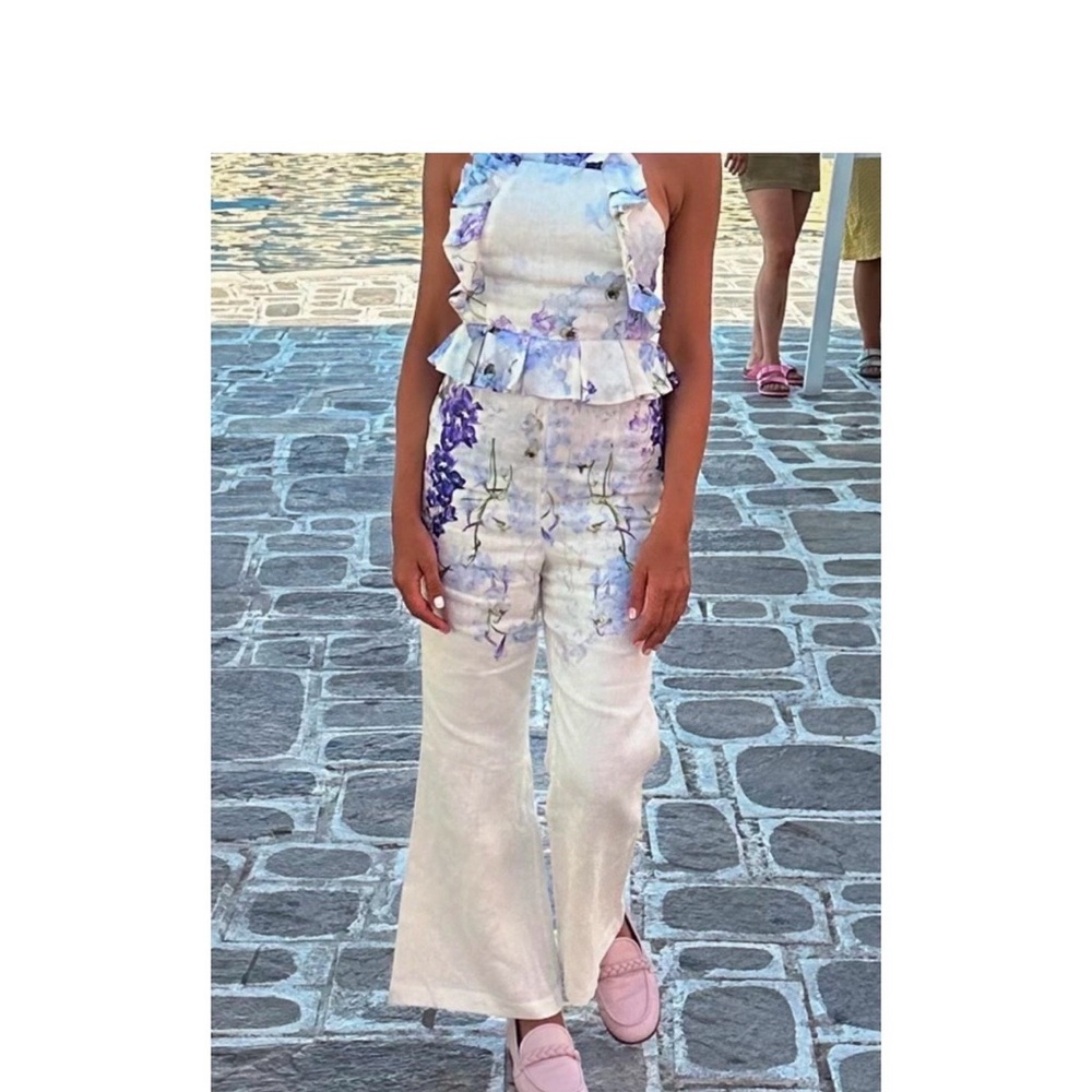 Zimmermann Cream Jumpsuit with Lavender Floral Print - Picture 6 of 6